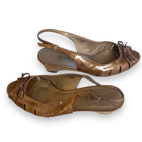 VANELI - Bronze Sling Back Wedge Sandal- Real Leather Soles - Size 7.5M - Picture 6 of 8